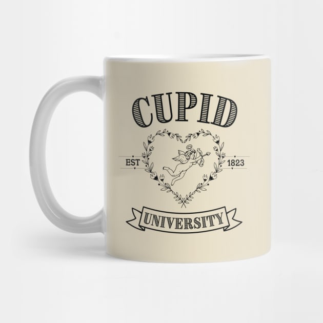 Cupid University T-Shirt, Cute Valentine's Day Shirt, Cute College Sweatshirt Classic T-Shirt, Black by KnockingLouder